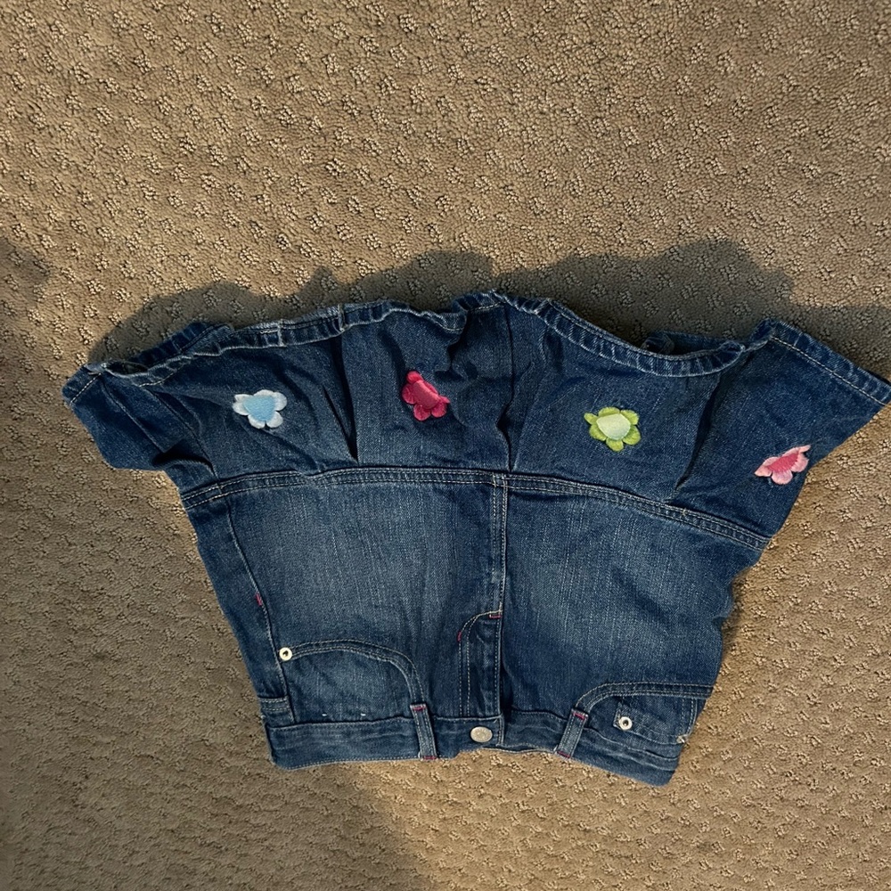 Gymboree Denim Skirt with Colorful Flower Accents